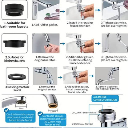 1080° Draaibare kraanopzet stuk Bubbler